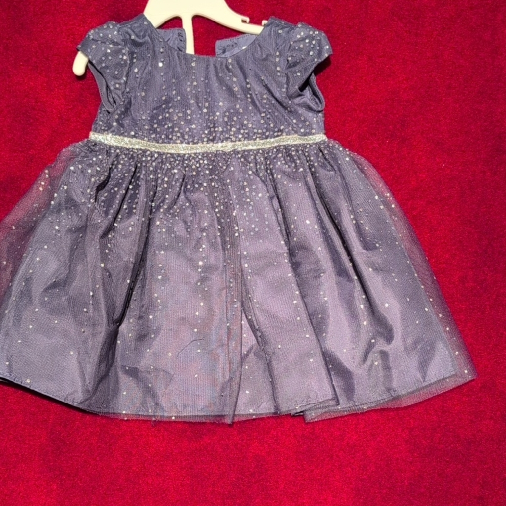 Purple Sparkle Dress With Sparkly Waist.  Button Back 9mon.